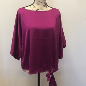 She and Sky Plum Kimono Sleeve Woven Top with Side Detail